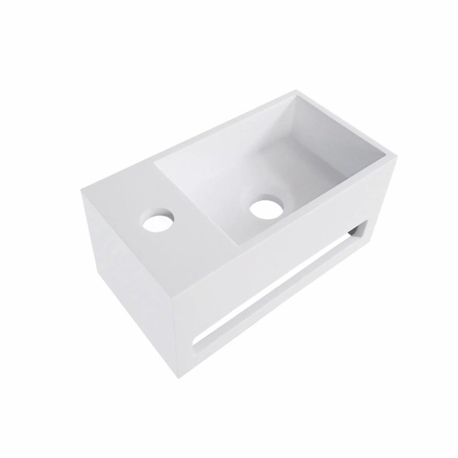 Fontein Met Handdoekhouder Solid Surface 35.6X20.3X15.9 Cm (Kraangat Links Of Rechts)