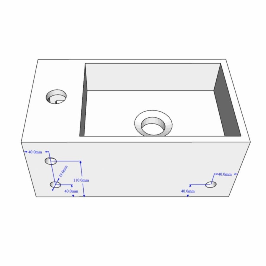 Fontein Met Handdoekhouder Solid Surface 35.6X20.3X15.9 Cm (Kraangat Links Of Rechts)