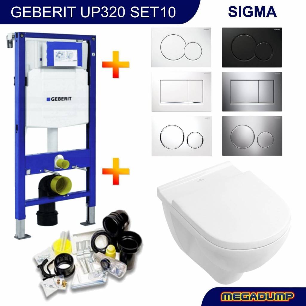 Geberit Up320 Toiletset 10 Villeroy & Boch O.Novo Met Bril En Toiletsets - Megadump Tiel