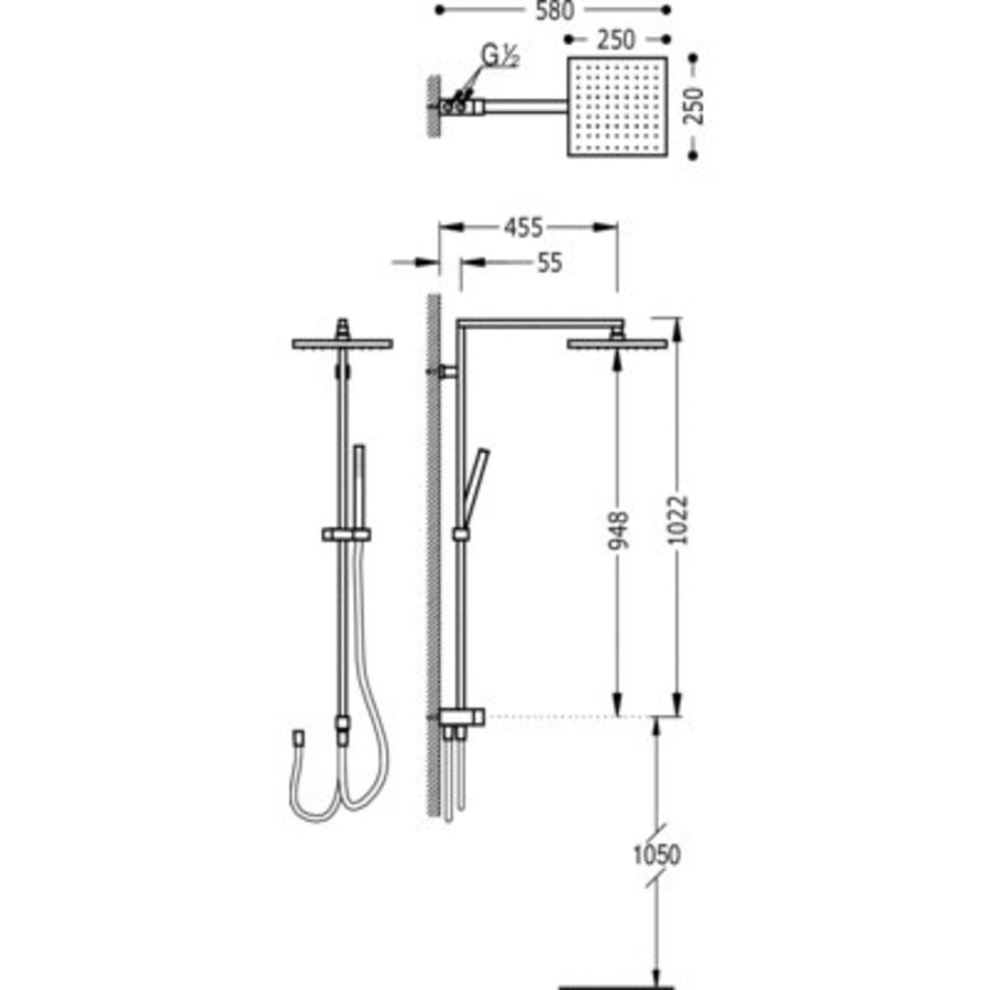 Barras Y Ducha Antikalk doucheset CUADRO Hoofddouche 250x250 mm 107476