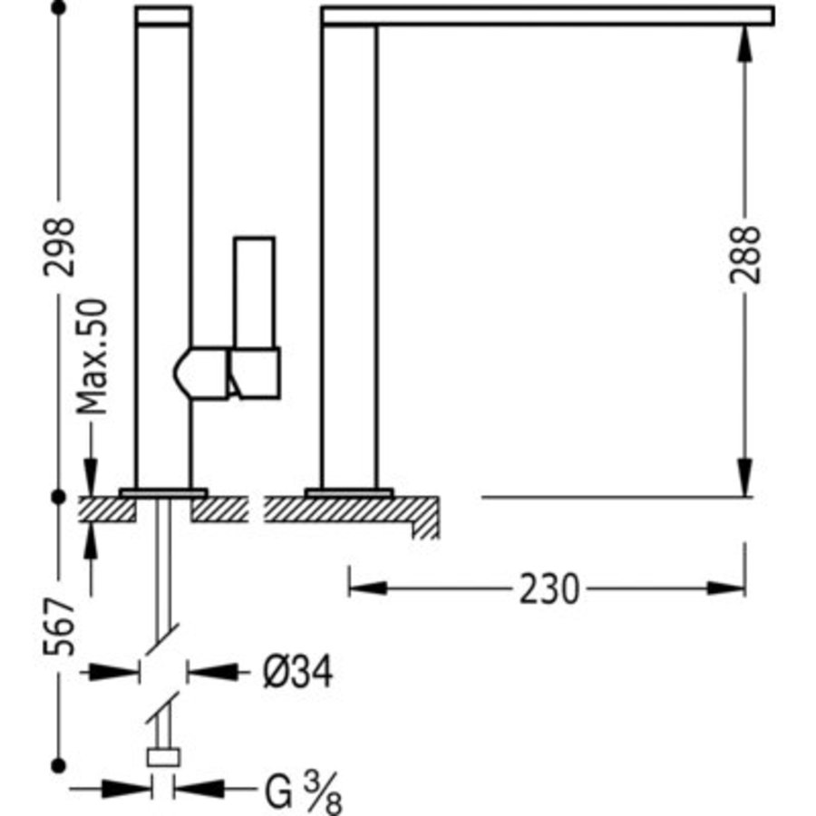 Class Keukenkraan CLASS‑TRES uitloop 34x9 mm 20548601