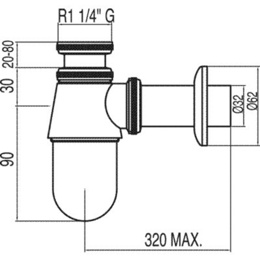 Complementos Zelfcontrolerende bekersifon voor wastafel 13463430