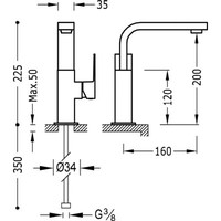 Cuadro Wastafelmengkraan uitloop 35x15 mm 106603