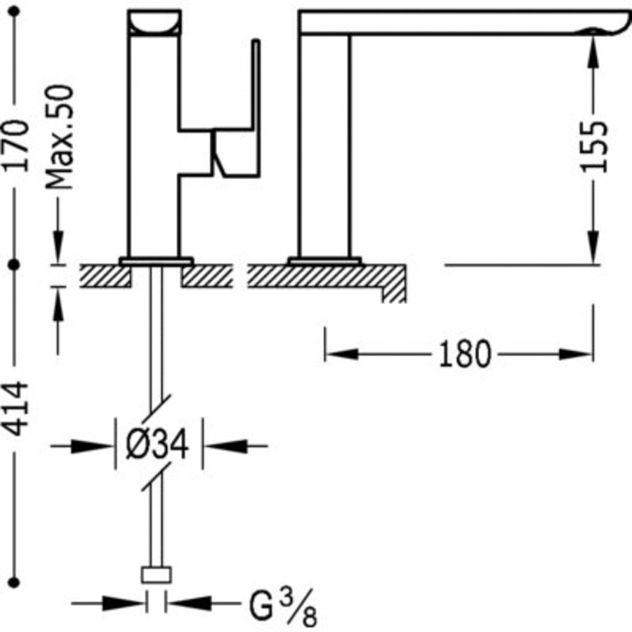 Loft Wastafelmengkraan uitloop 35x15 mm 20020501