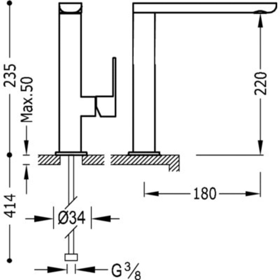 Loft Wastafelmengkraan uitloop 35x15 mm 20020502