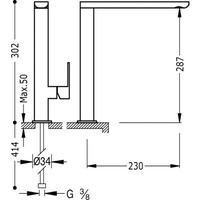 Loft Keukenkraan LOFT‑TRES uitloop 34x15 mm 20044001