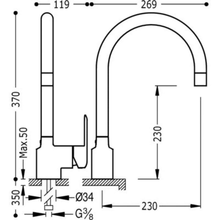 Top Keukenkraan uittrekbaar 114444