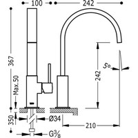 Top Keukenkraan CUADRO‑TRES uiloop 35x15 mm 130498