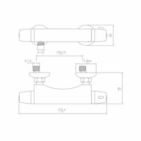 Douchekraan Thermostatisch Surf met Temperatuur Beveiliging Chroom