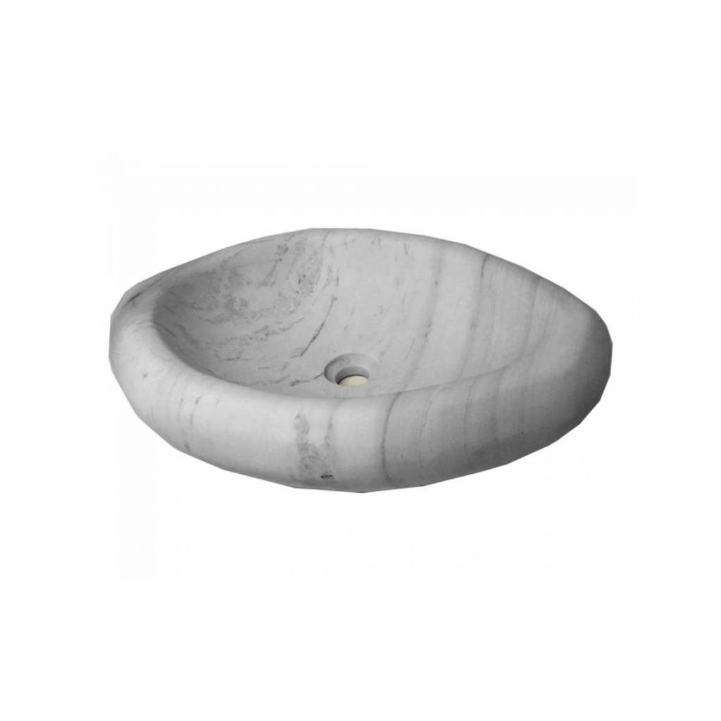 Megaline Waskom Roberto Marmer 60X40X14 Cm Wit megaline kopen in de aanbieding