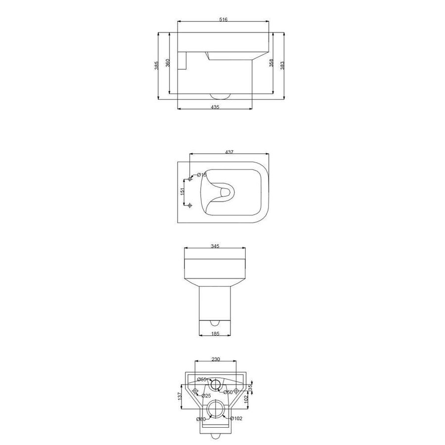 Luna Wandcloset Met Zitting Diepspoel Wit