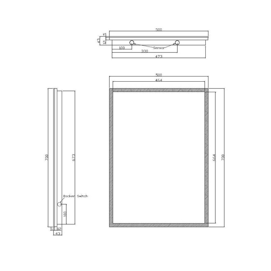 Quatro Led Spiegel 70X50Cm