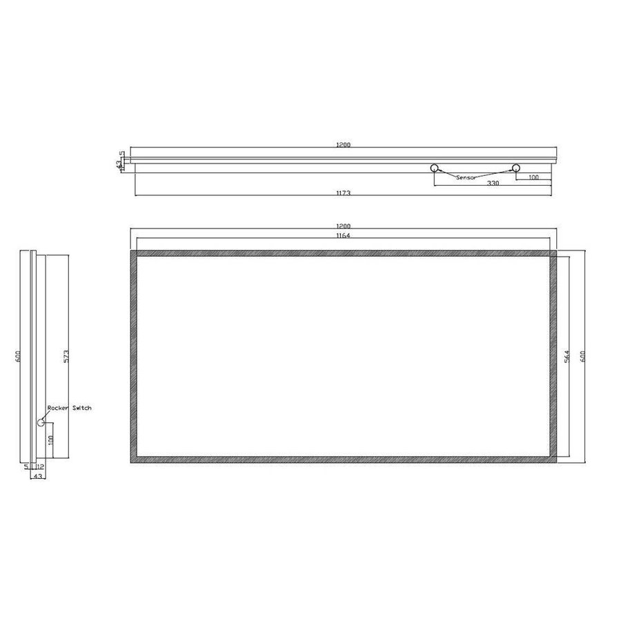 Quatro Dimbare Led Spiegel 120X60Cm