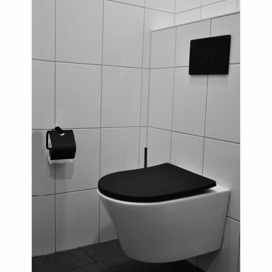 Toiletzitting met Deksel Vesta Shade Slim met Soft Close Mat Zwart