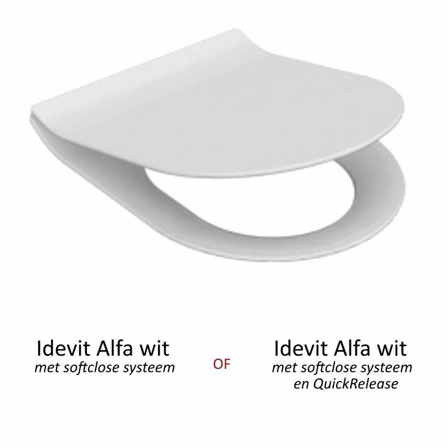 Wandcloset Idevit Alfa Met Bidet Wit Rimfree Diepspoel (optie met zitting)