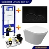 Geberit UP320 Toiletset 37 Aqua Splash Vesta Junior Rimless 47cm Met Matzwarte Drukplaat