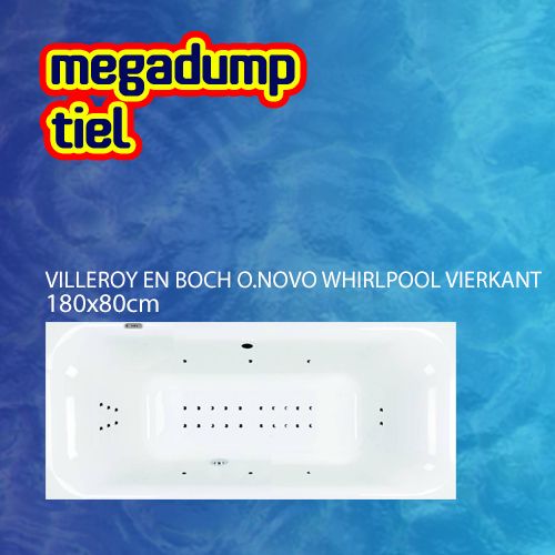 O.Novo Whirlpool Vierkant 180X80X48 cm Sportpakket Deluxe Villeroy en Boch