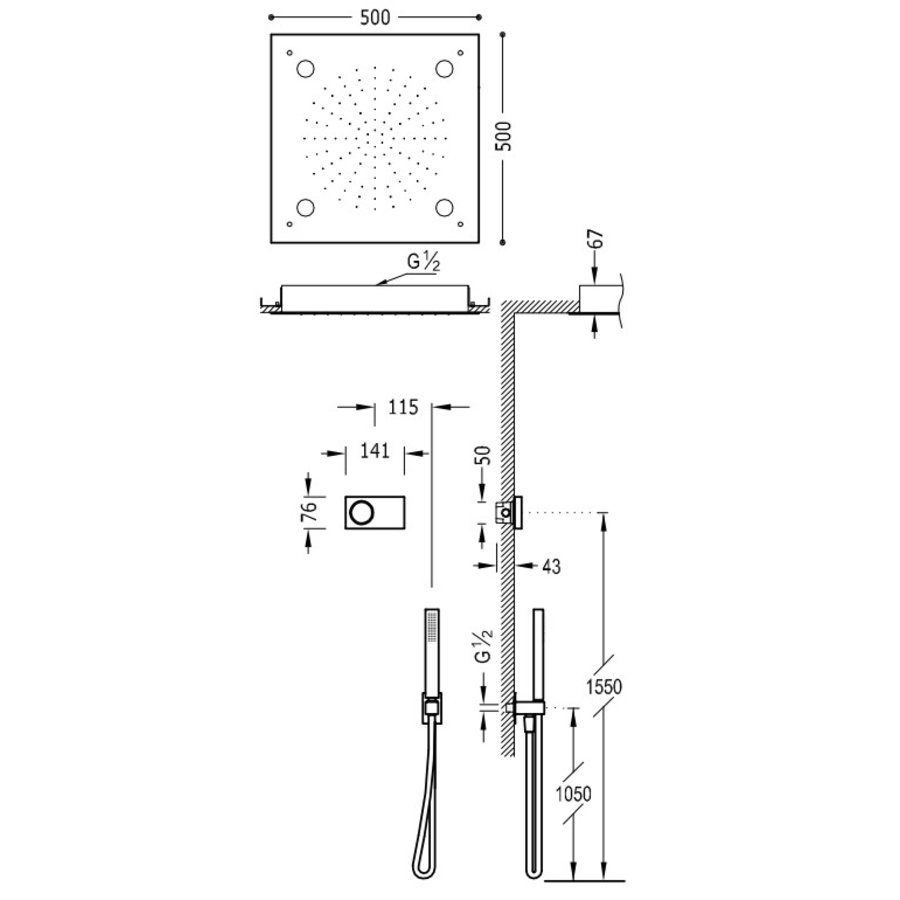 Elektronische Douchethermostaat Set Type 6