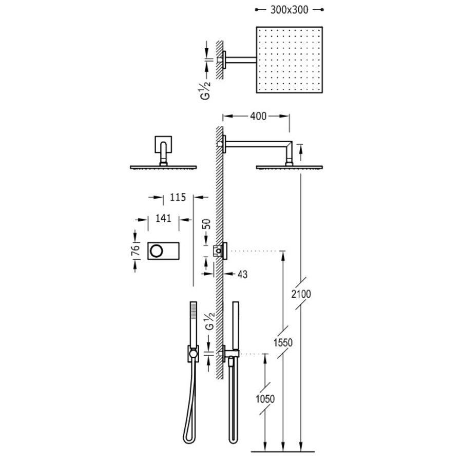 Elektronische Douchethermostaat Set Type 7