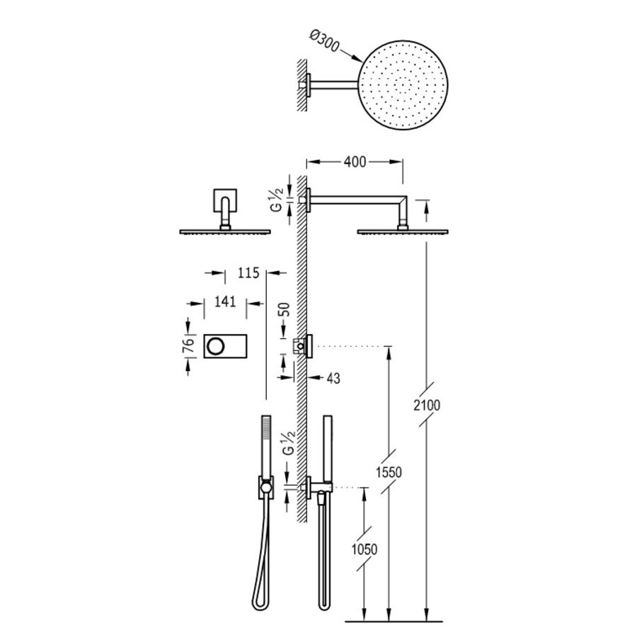 Elektronische Douchethermostaat Set Type 14