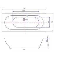 Ligbad Wiesbaden Portus RD Inbouw 170x70x43 cm Glans Wit