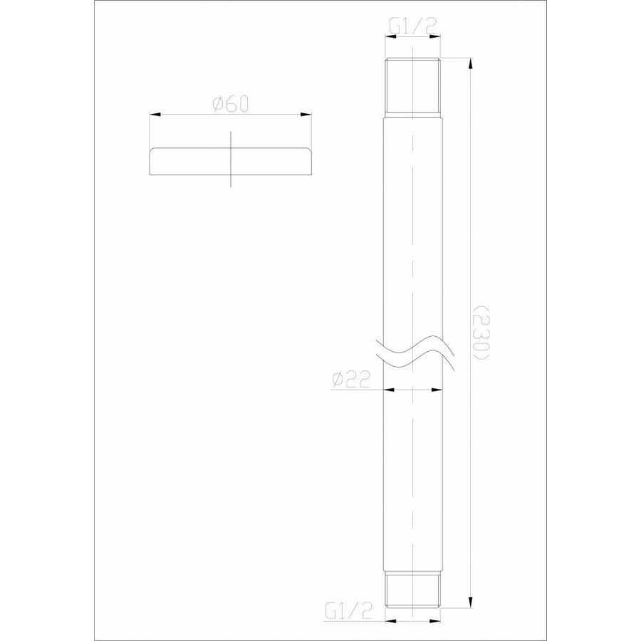 Wiesbaden 304-douchearm rond plafond 20cm RVS