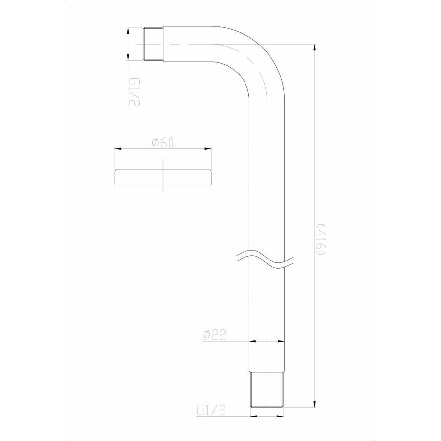 Wiesbaden 304-gebogen douchearm rond muurbevestiging 40cm RVS