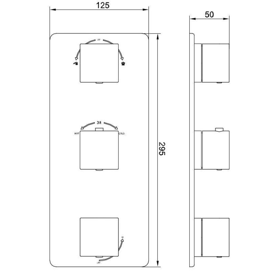 Wiesbaden Rombo afbouwdeel therm. 3 weg chroom