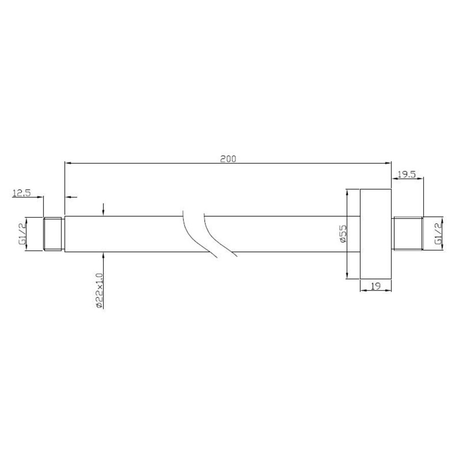 Wiesbaden luxe douche-arm rond plafondbev. 20cm chroom