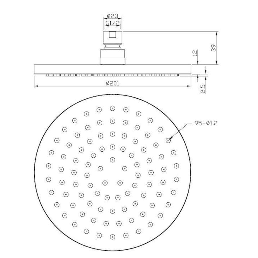 Wiesbaden luxe mess.hoofddouche rond 200mmx12mm chroom