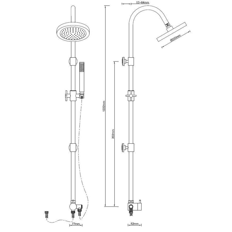 Wiesbaden Altara douchecomb.+omstel+20cm douchekop