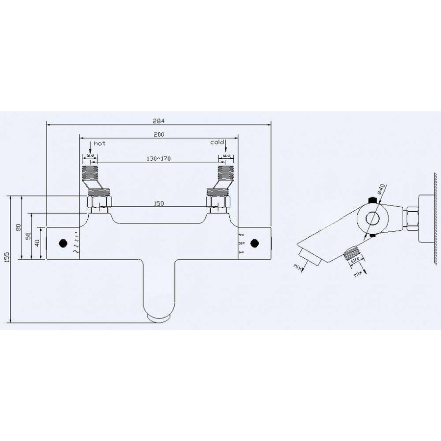 Wiesbaden Rio thermostatische badkraan chroom