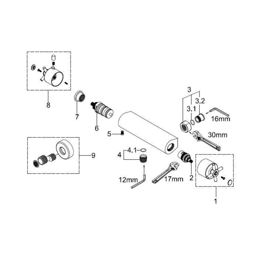 Wiesbaden Cool Touch Cross douchethermostaat chroom