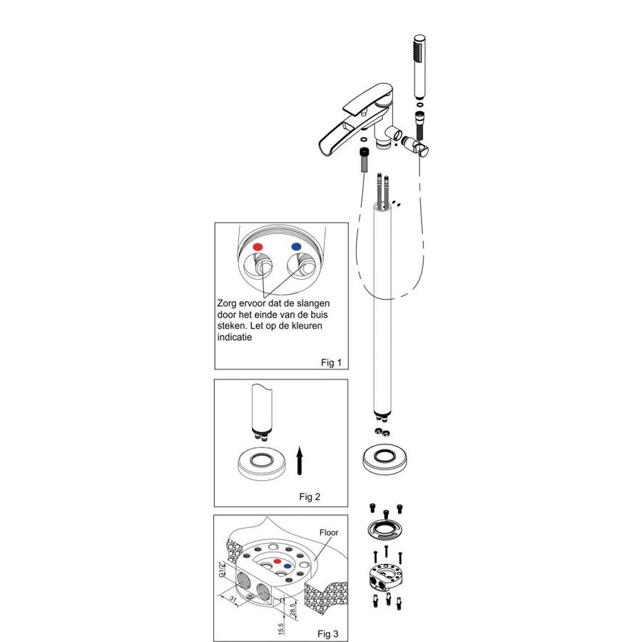 Wiesbaden Lima vrijstaande badmengkraan waterval compleet chroom