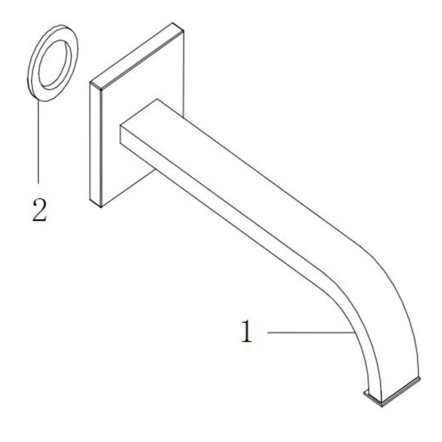 Wiesbaden inbouw-uitloop vierkant 22cm 1/2'' chroom