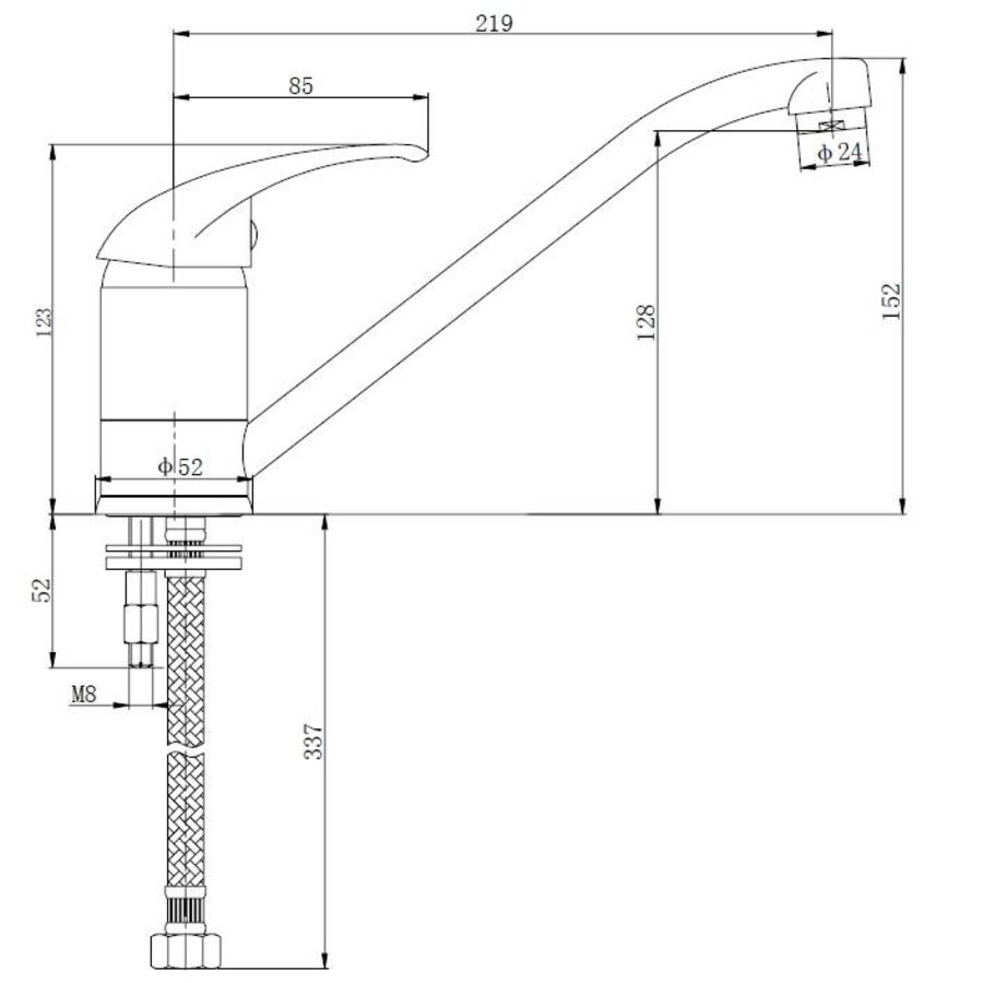 Wiesbaden Athos KIWA keukenmengkraan chroom