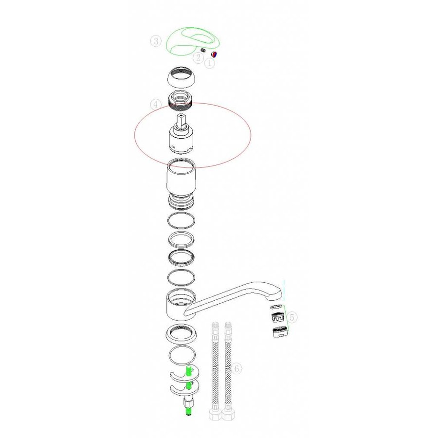 Wiesbaden Athos KIWA keukenmengkraan chroom