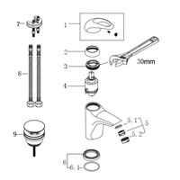 Wiesbaden Athos KIWA wastafelmengkraan + clickwaste chroom