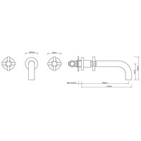 Wiesbaden Cross inbouw-wastafelmengkraan 2-knops geb.staal