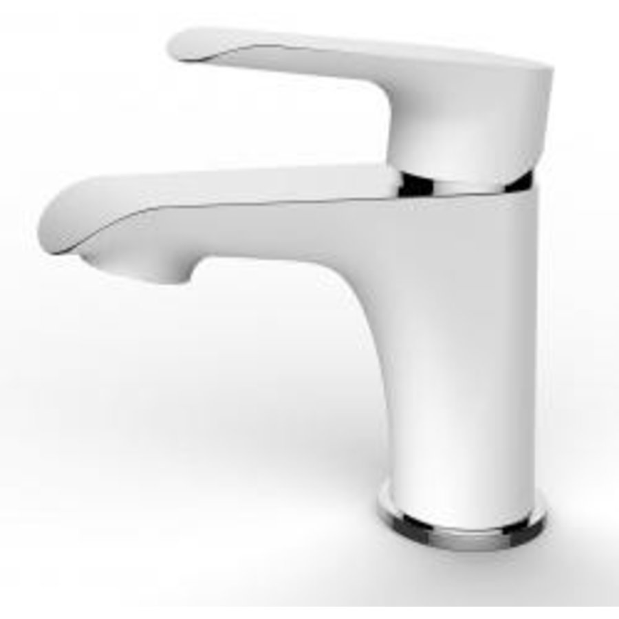 Wiesbaden Tarma ��nhendel-wastafelmengkraan laag wit/chroom
