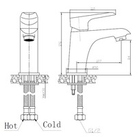 Wiesbaden Tarma ��nhendel-wastafelmengkraan laag zwart/chroom