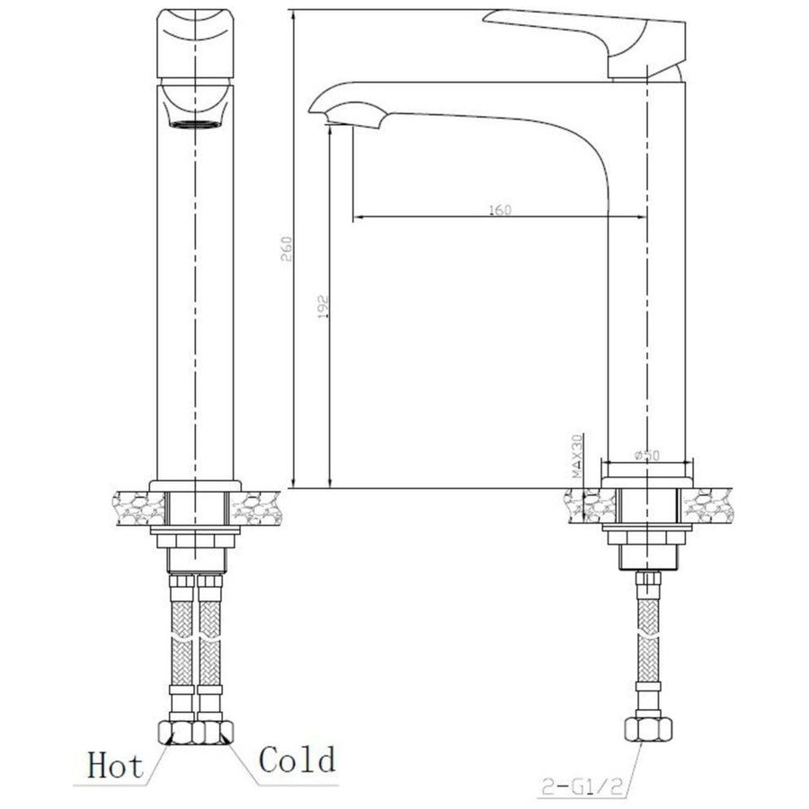 Wiesbaden Tarma ��nhendel-wastafelmengkraan hoog chroom