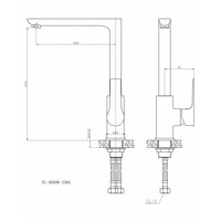 Wiesbaden Casma ��nhendel-keukenmengkraan zwart/chroom
