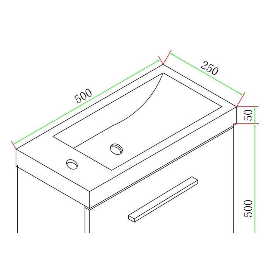 Wiesbaden Emma fonteinkastje + wastafel 500x250x500 wit