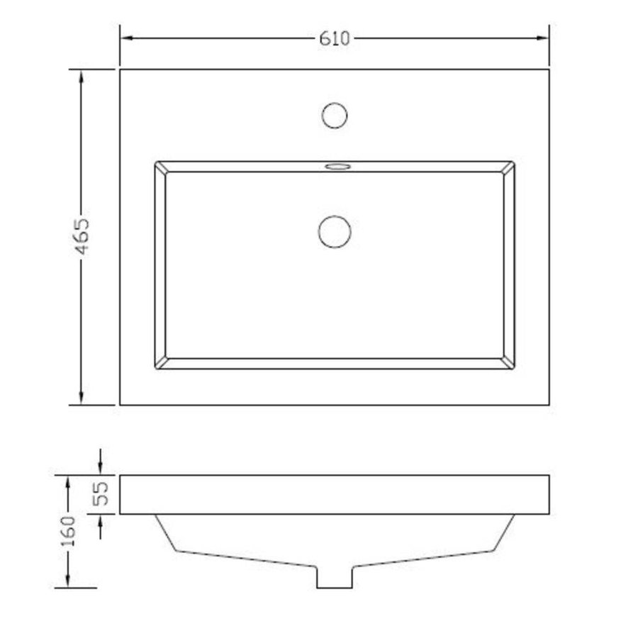 Wiesbaden Vision kunstmarmer wastafel 60x46 wit