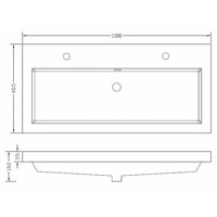 Wiesbaden Vision kunstmarmer wastafel 2 kraangaten 100x46 wit