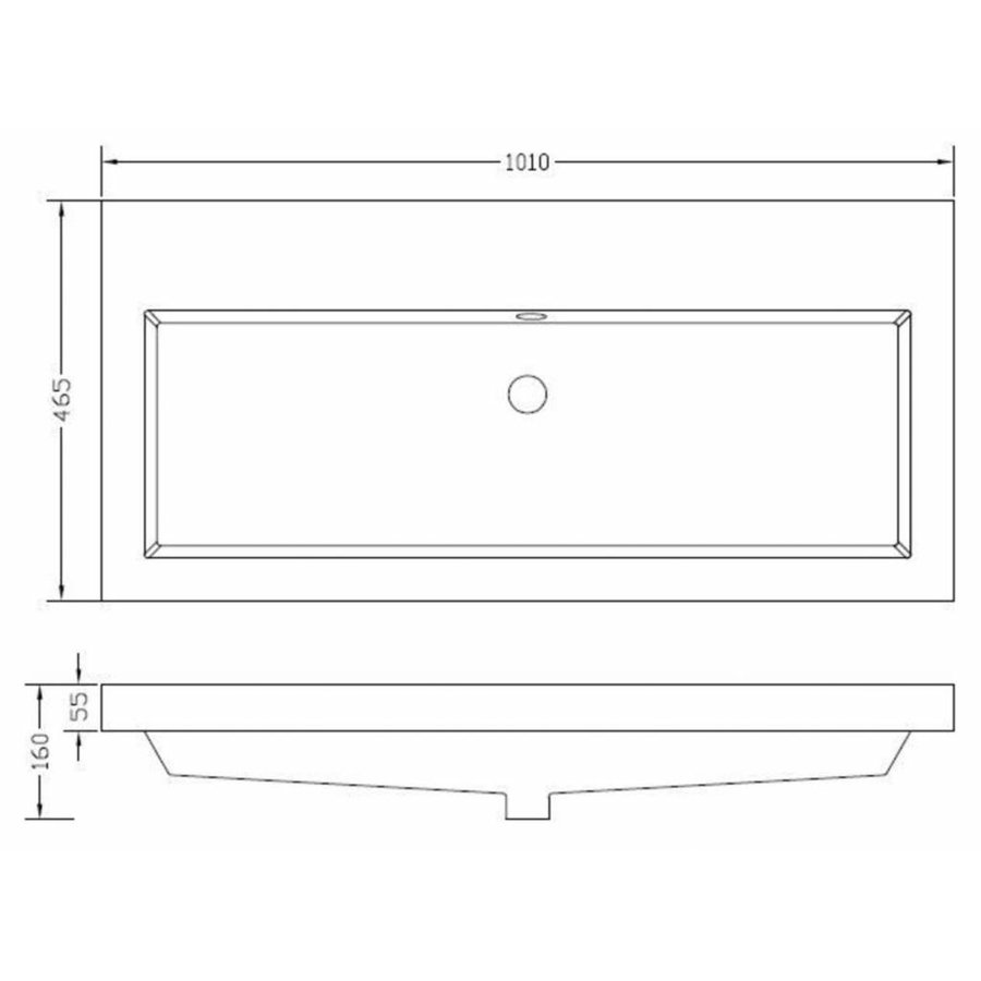 Wiesbaden Vision kunstmarmer wastafel zonder kraangat 100x46 wit