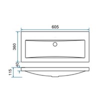 Wiesbaden wastafel 60cmx36cm zonder kraangat wit