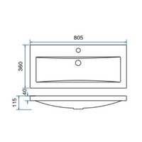 Wiesbaden wastafel 80cmx36cm één kraangat wit