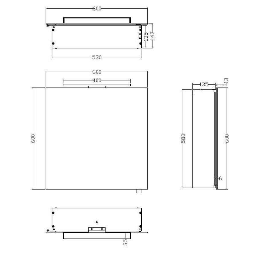 Wiesbaden Luxe spiegelkast + Led verlichting 60x60x14cm